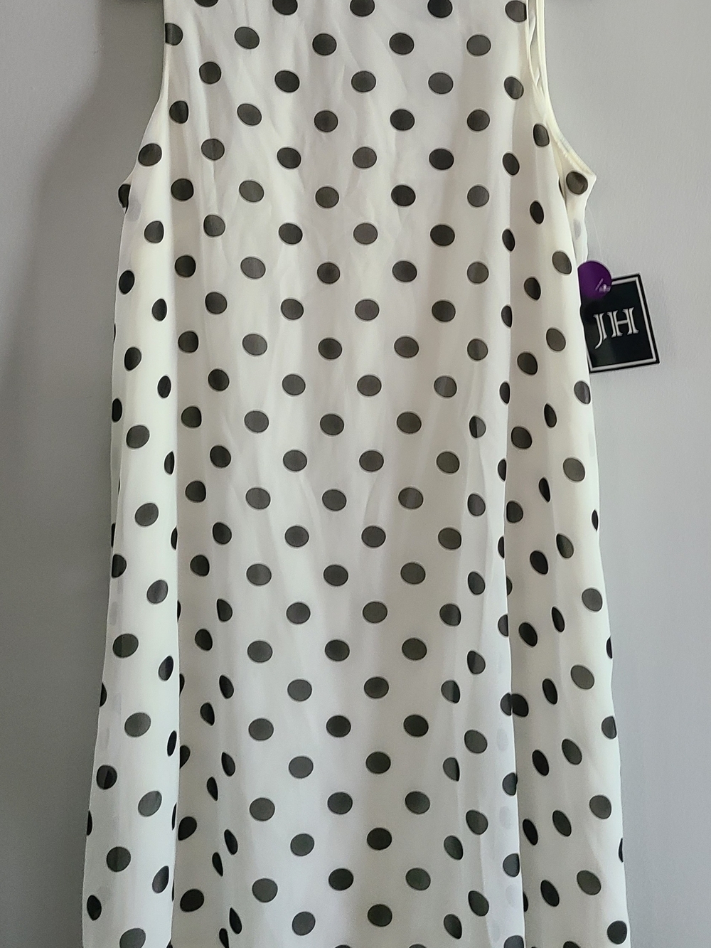 JH Collectibles Cream Dress with Black Polka Dots